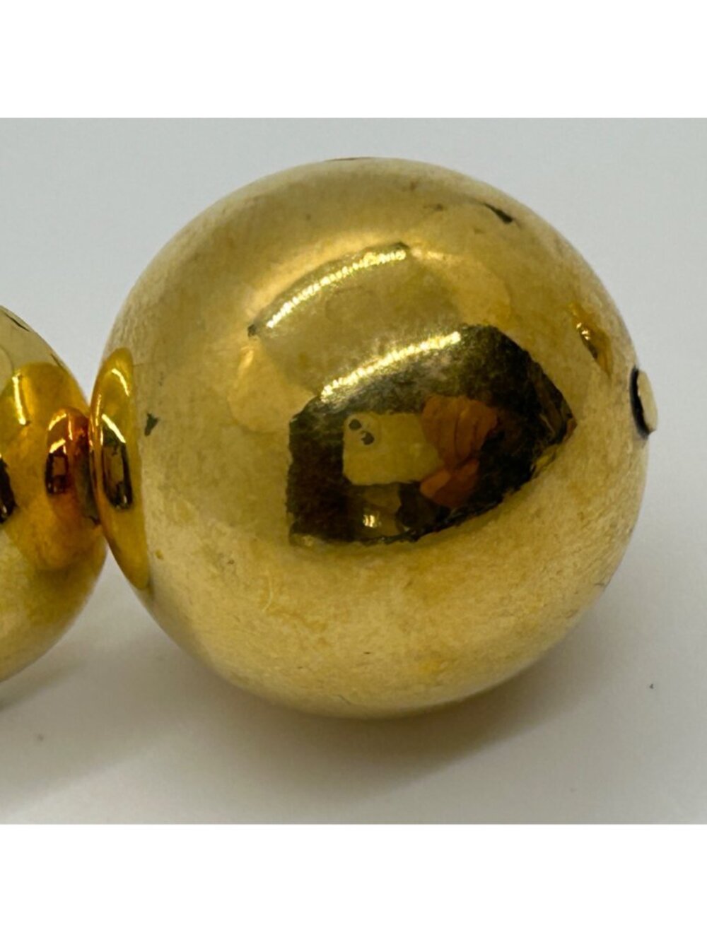 Vintage Gold-tone Double Ball Earrings Screw Back Statement 1960 Mod Design MCM - Picture 11 of 13
